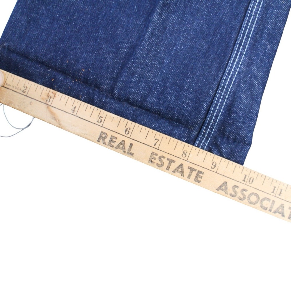 Vintage 70s Brittania Jeans Denim Flare Leg Dark Wash High Rise Raw Hem Size 33 - Picture 7 of 7